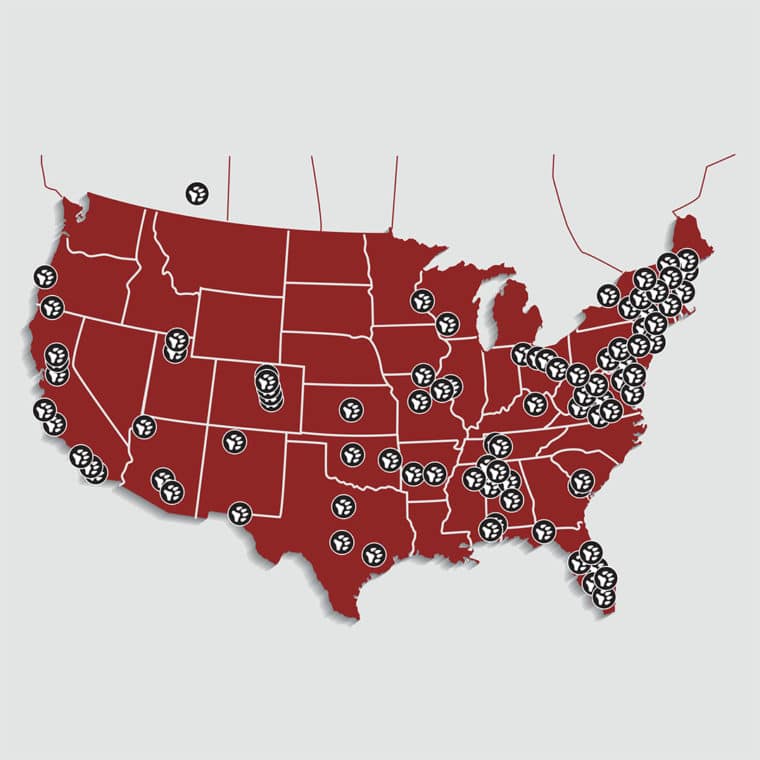 Map showing Fidelco Guide Dog placements